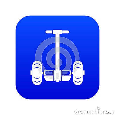 Two wheeled battery powered vehicle icon digital blue Vector Illustration
