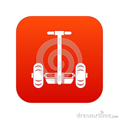 Two wheeled battery powered vehicle icon digital red Vector Illustration