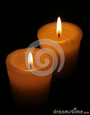 Two White Candles Stock Photo