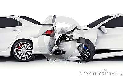 Two white car crash Cartoon Illustration