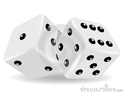 Two white dice Vector Illustration