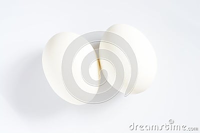 Two white eggs on white background with shadow Stock Photo