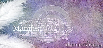 Manifest Abundance Word Cloud Banner Stock Photo