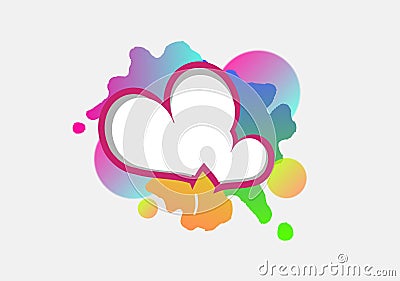 Two white hearts on colorful blots Stock Photo