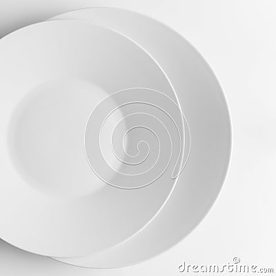 Two white plates Stock Photo