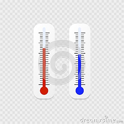 Two white thermometers icon on a grey background Vector Illustration