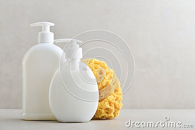 Two white unbranded dispenser bottle Stock Photo