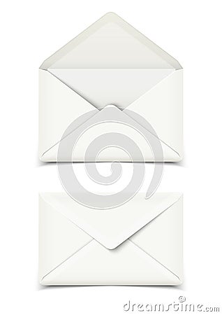 Two white vector envelopes isolated on white Vector Illustration