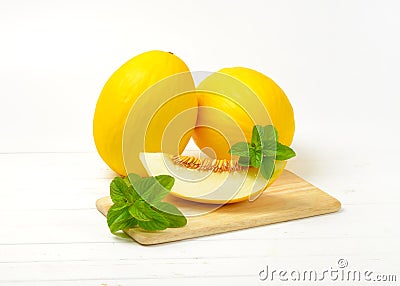 Fresh yellow melons Stock Photo