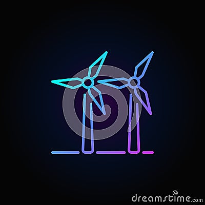 Two wind turbines colorful icon Vector Illustration