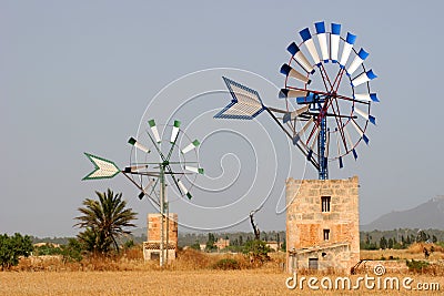 Two windmills Stock Photo