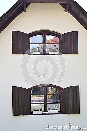 Two Windows with Jalousies Stock Photo