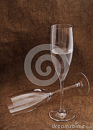 Two wineglasses and shampagne. Stock Photo