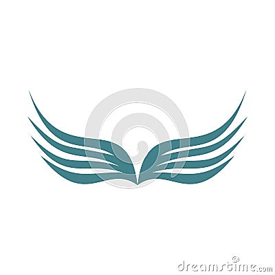 Two wings of bird with feathers icon, flat style Vector Illustration