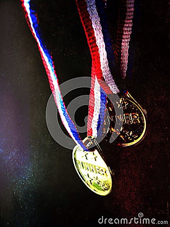 Two winner medals Stock Photo