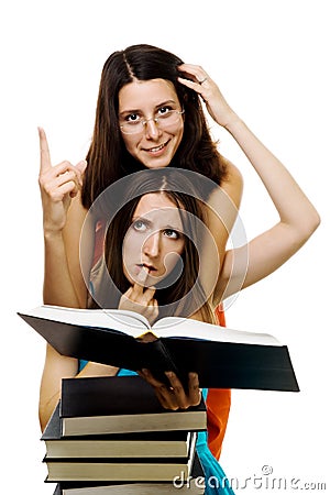 Two woman stydy new subject Stock Photo