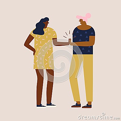 Two women get a success or agreement in business, give five to each other and celebrate. illustration in vector. Vector Illustration