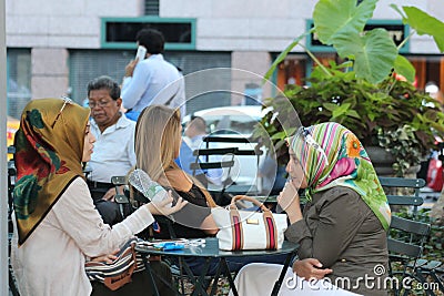 Two Muslim Women Talking Editorial Stock Photo