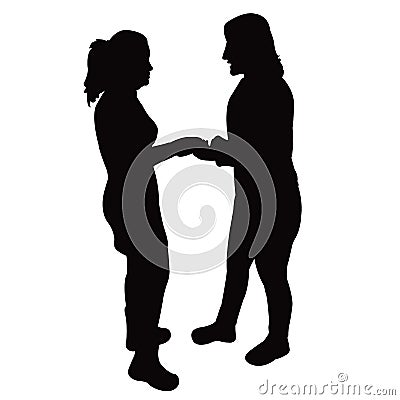 Two women making chat, body silhouette vector Vector Illustration