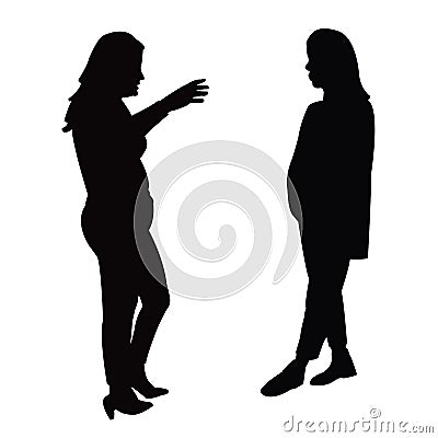 Two women making chat, body silhouette vector Vector Illustration