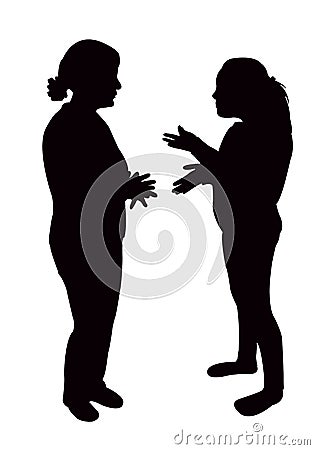 Two women making chat, sitting body silhouette vector Vector Illustration