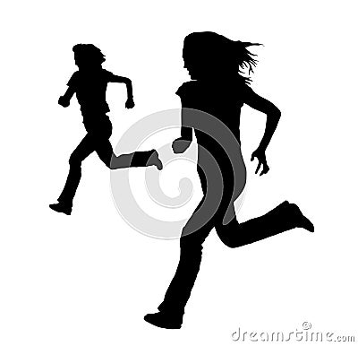 Two Women Running Stock Photo