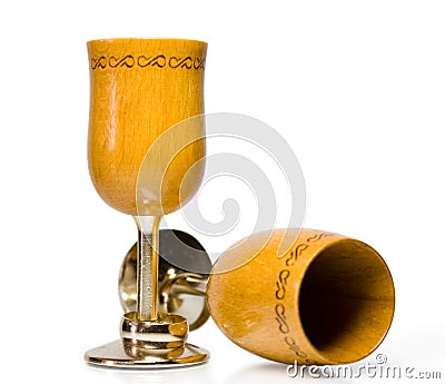 Two wooden goblet Stock Photo
