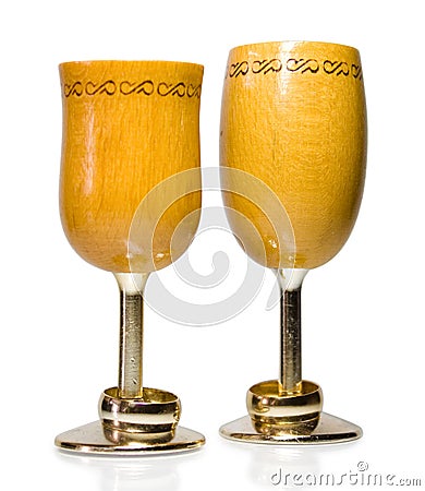 Two wooden goblet Stock Photo