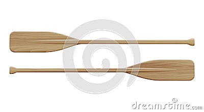 Two wooden paddles. Sport oars. Vector Illustration