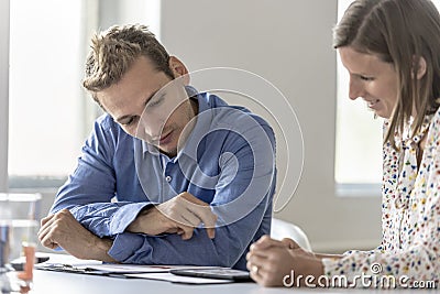 Two colleagues analysing information Stock Photo
