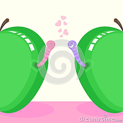 Two worms in love Stock Photo