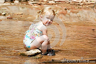 A Two Year Old Pixie at the Creek Stock Photo