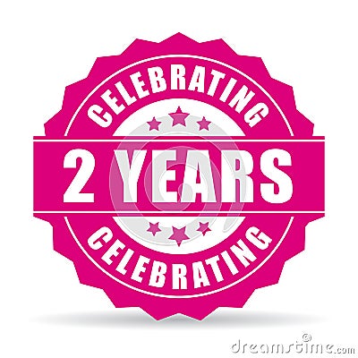 Two years anniversary celebrating vector icon Vector Illustration