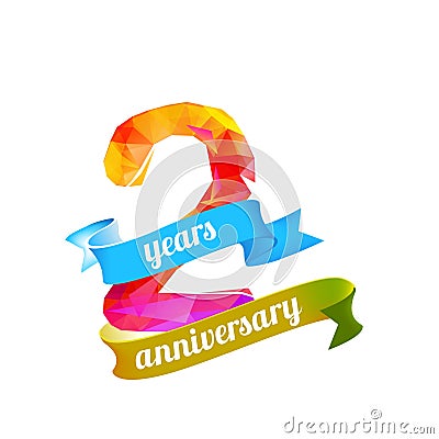 2 two years anniversary. Vector Illustration