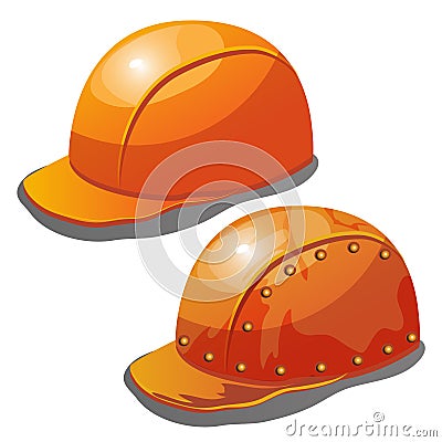 Two yellow safety hard hat on a white background Vector Illustration