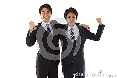 Two young businessmen posing guts Stock Photo