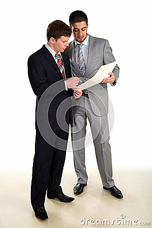 Two young businessmen working and confer Stock Photo