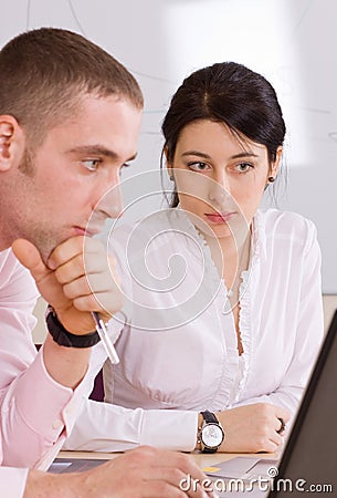 Two young colleagues Stock Photo