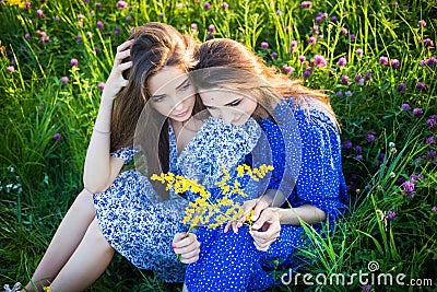 Two young european girls Stock Photo