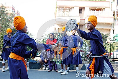 Two young sikh children performing martial arts Editorial Stock Photo