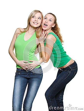 Two young surprised girls Stock Photo