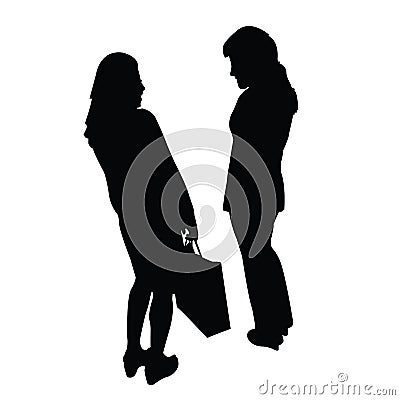 Two women making chat, body silhouette vector Vector Illustration