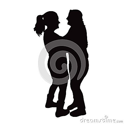 Two women making chat, body silhouette vector Vector Illustration