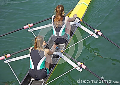 Two young women rowing Editorial Stock Photo
