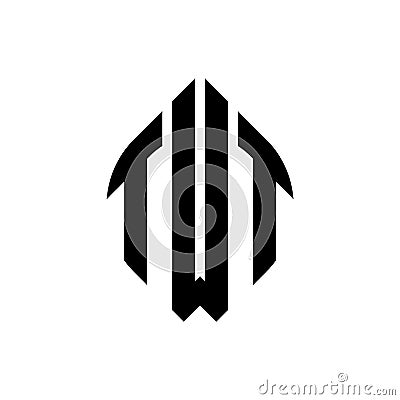 TWT circle letter logo design with circle and ellipse shape. TWT ellipse letters with typographic style. The three initials form a Vector Illustration