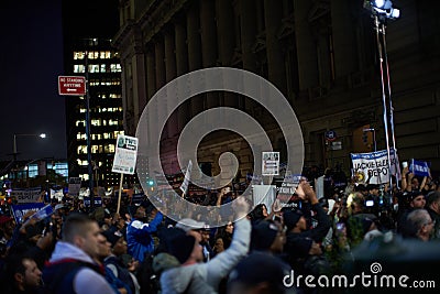 TWU Protest in Manhattan, NYC.New York`s Industrial Transportation Union event Editorial Stock Photo