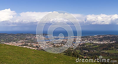 Txingudi Bay. Hondarribia, Irun and Hendaye form the Bay of Txingudi, at the mouth of the Bidasoa River Stock Photo