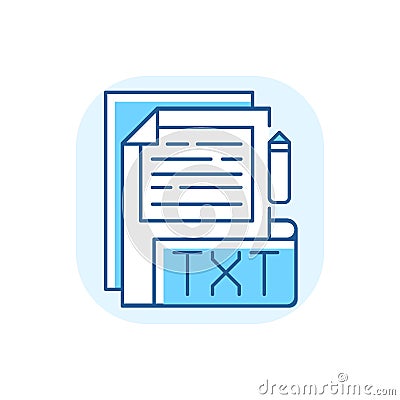 TXT file blue RGB color icon Vector Illustration