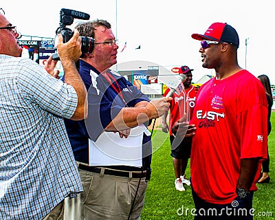 Ty Law interviewed. Editorial Stock Photo