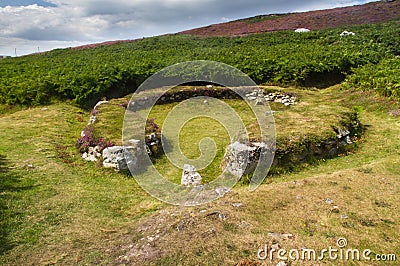 Ty Mawr Ancient Hut Circle on Holyhead, Anglesey Stock Photo